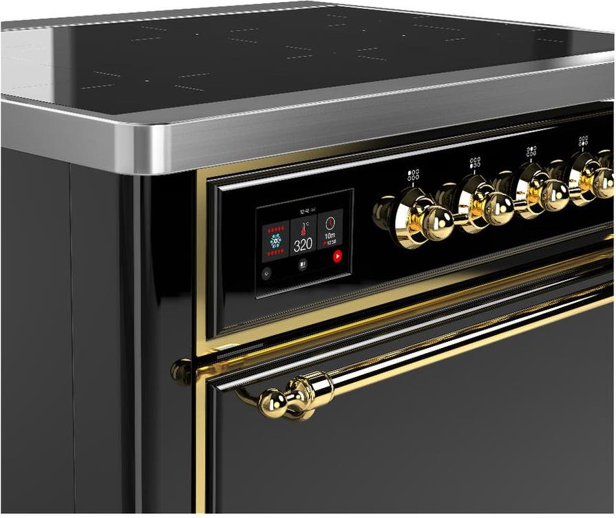 Ilve UMIB36QNR3BKG Glossy Black With Brass Trim