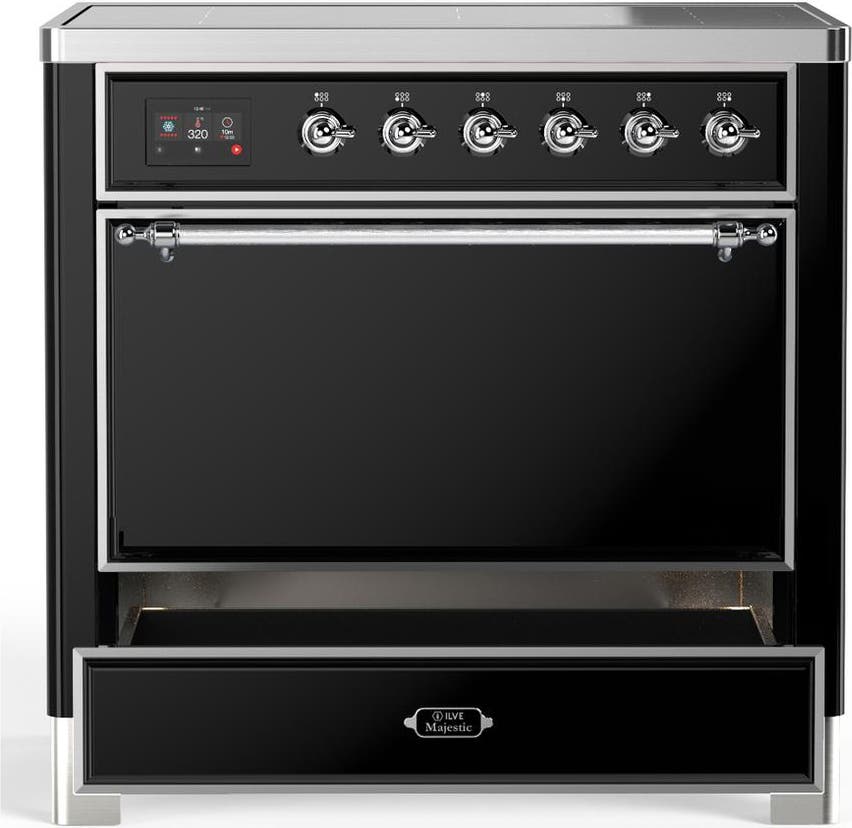 Ilve UMIB36QNR3BKC Glossy Black With Chrome Trim