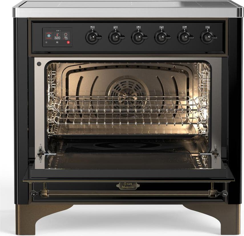 Ilve UMIB36QNR3BKB Glossy Black With Burnished Trim