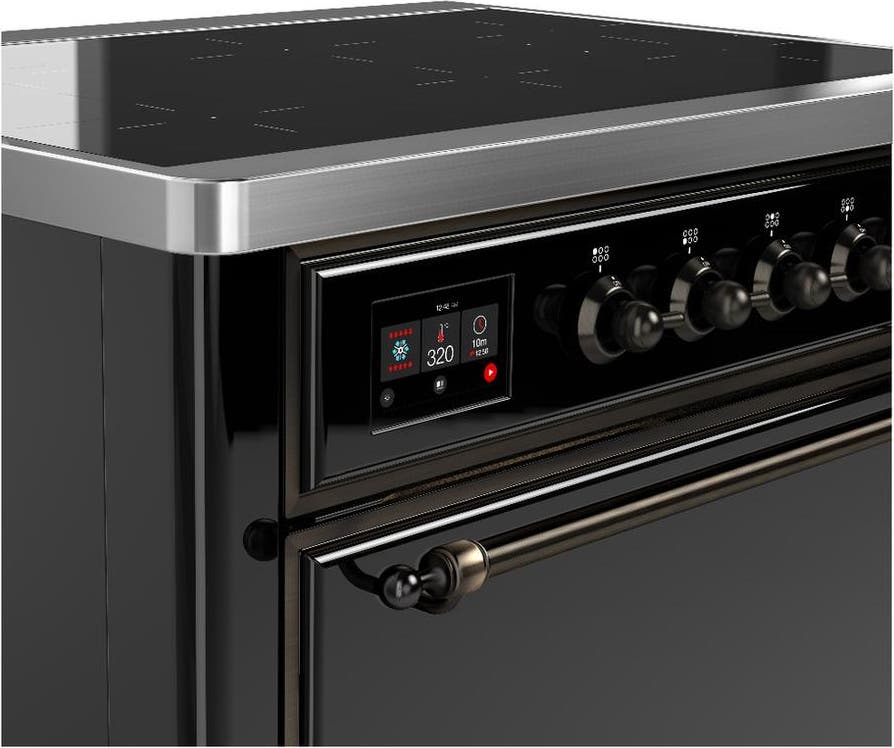 Ilve UMIB36QNR3BKB Glossy Black With Burnished Trim