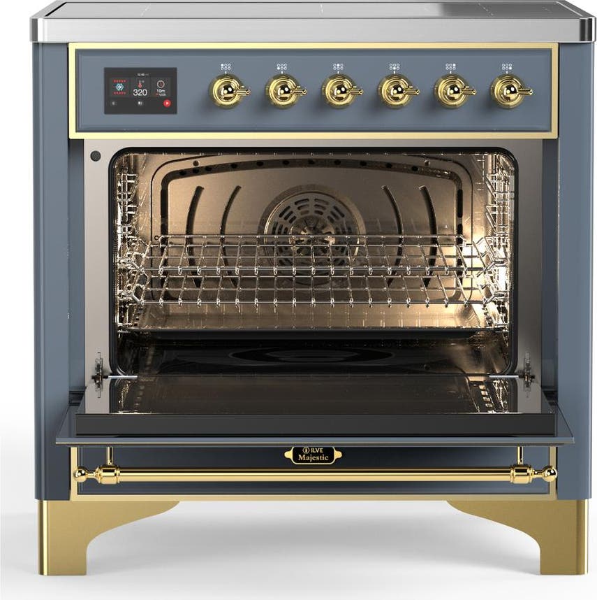 Ilve UMIB36QNR3BGG Blue Grey With Brass Trim