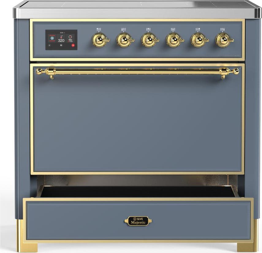 Ilve UMIB36QNR3BGG Blue Grey With Brass Trim