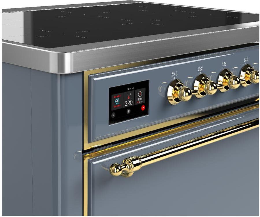 Ilve UMIB36QNR3BGG Blue Grey With Brass Trim