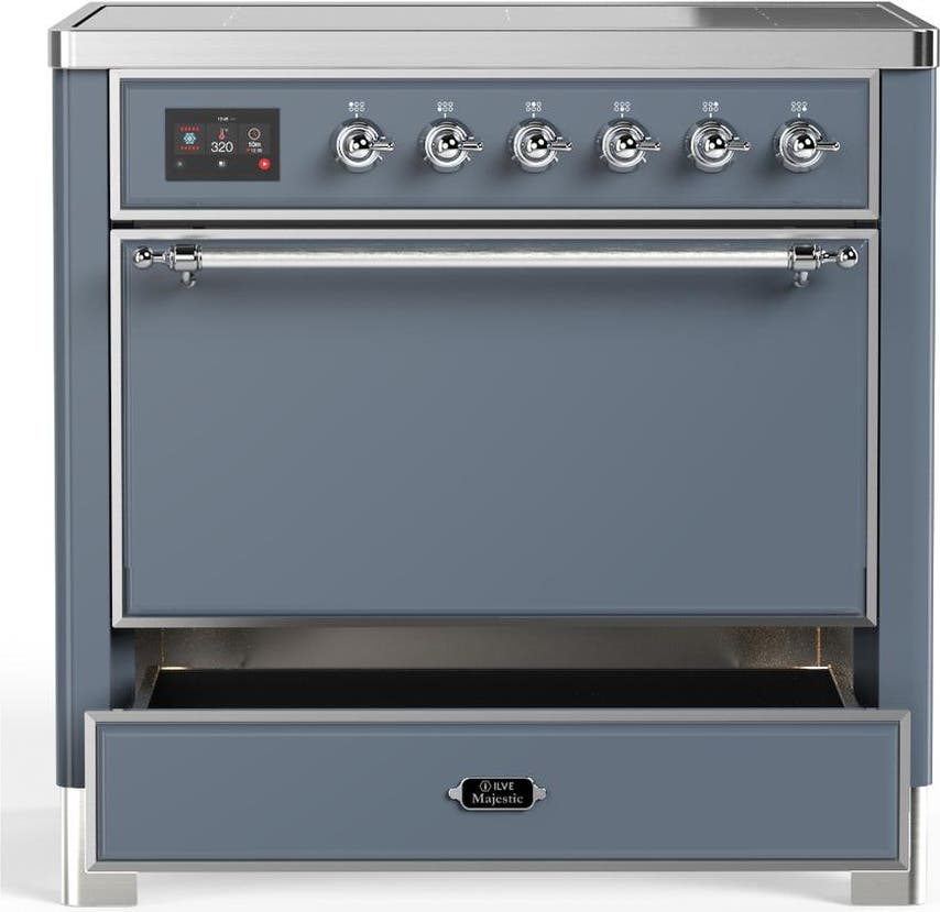 Ilve UMIB36QNR3BGC Blue Grey With Chrome Trim