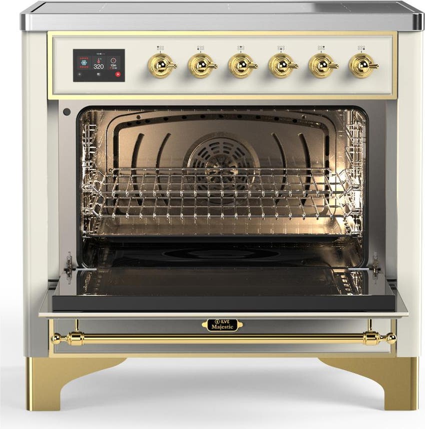 Ilve UMIB36QNR3AWG Antique White With Brass Trim