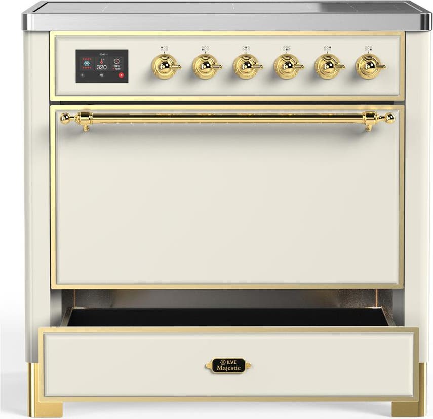 Ilve UMIB36QNR3AWG Antique White With Brass Trim