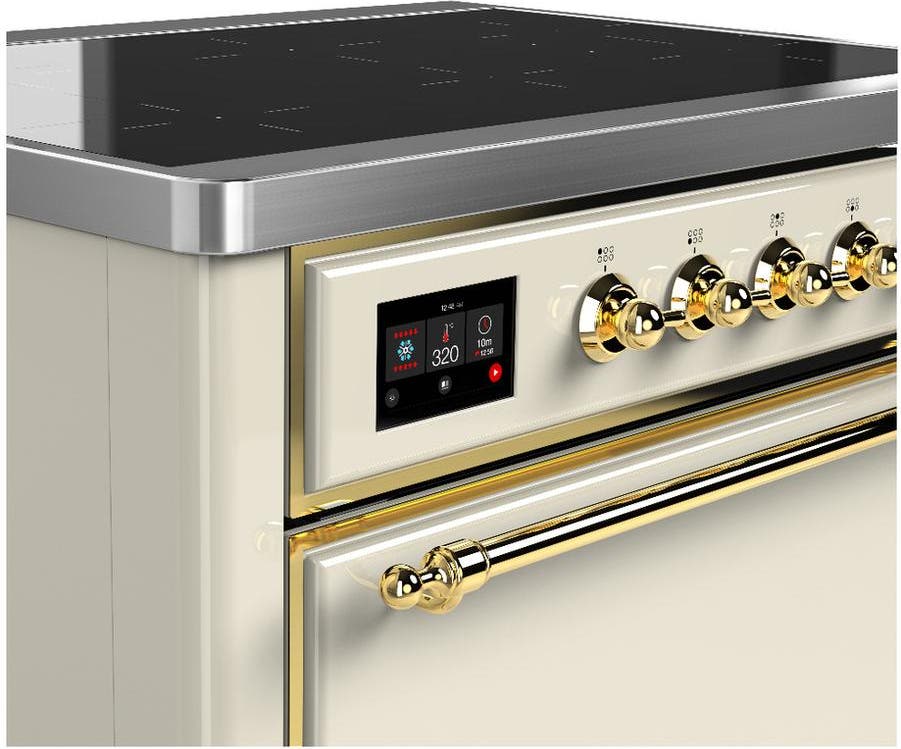 Ilve UMIB36QNR3AWG Antique White With Brass Trim