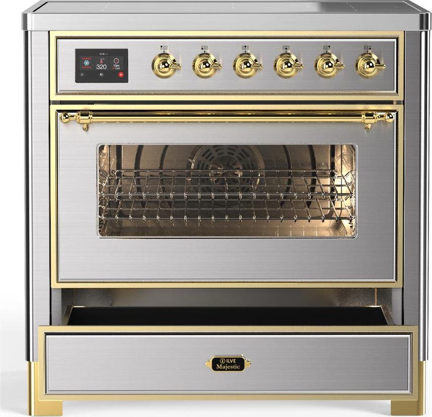 Ilve UMIB36NR3SSG Stainless Steel With Brass Trim