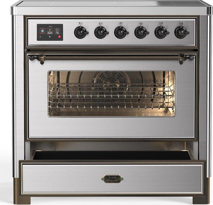 Ilve UMIB36NR3SSB Stainless Steel With Burnished Trim
