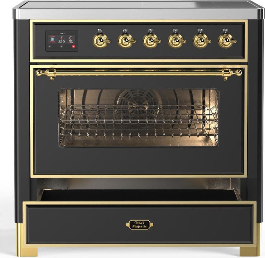 Ilve UMIB36NR3MGG Matte Graphite With Brass Trim