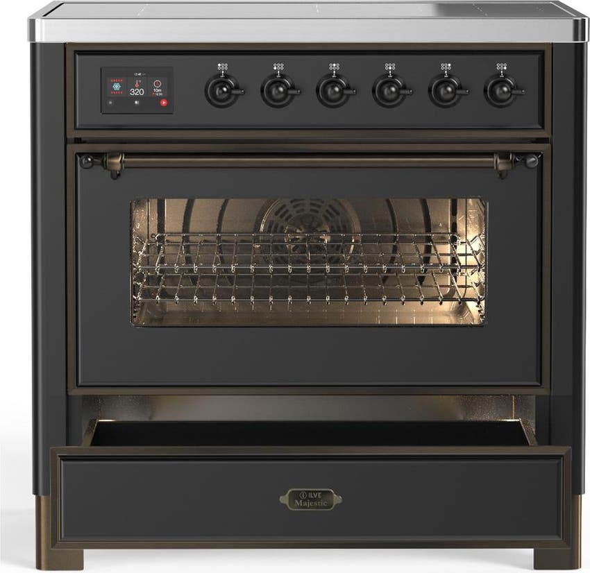 Ilve UMIB36NR3MGB Matte Graphite With Burnished Trim