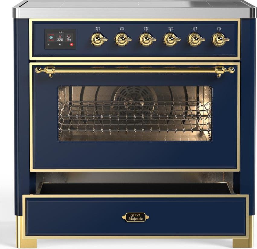 Ilve UMIB36NR3MBG Midnight Blue With Brass Trim