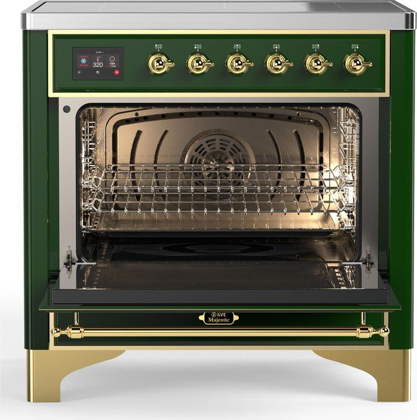 Ilve UMIB36NR3EGG Emerald Green With Brass Trim