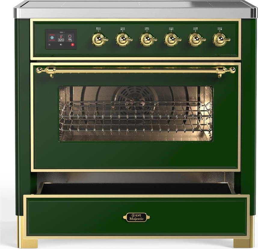 Ilve UMIB36NR3EGG Emerald Green With Brass Trim