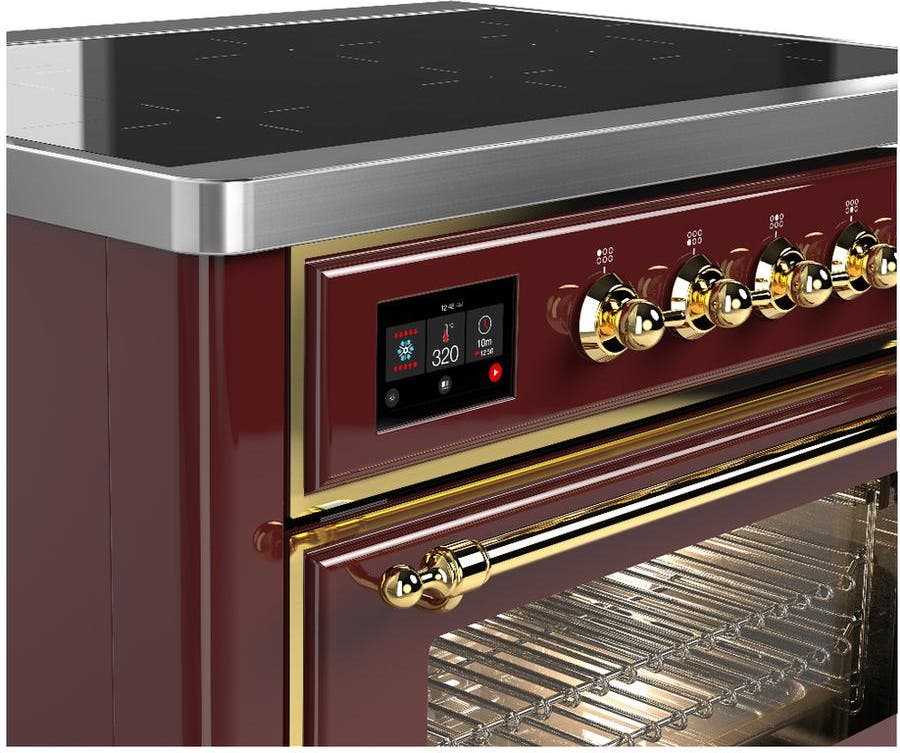 Ilve UMIB36NR3BUG Burgundy With Brass Trim