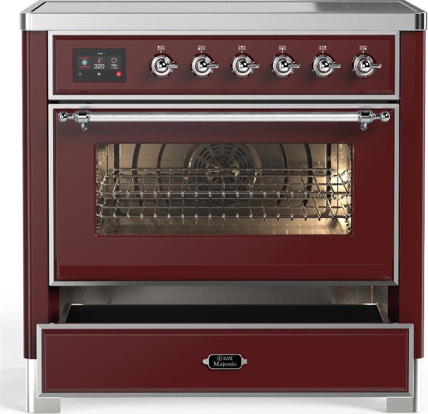 Ilve UMIB36NR3BUC Burgundy With Chrome Trim