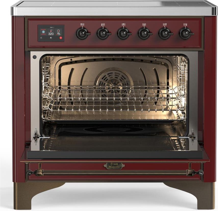 Ilve UMIB36NR3BUB Burgundy With Burnished Trim