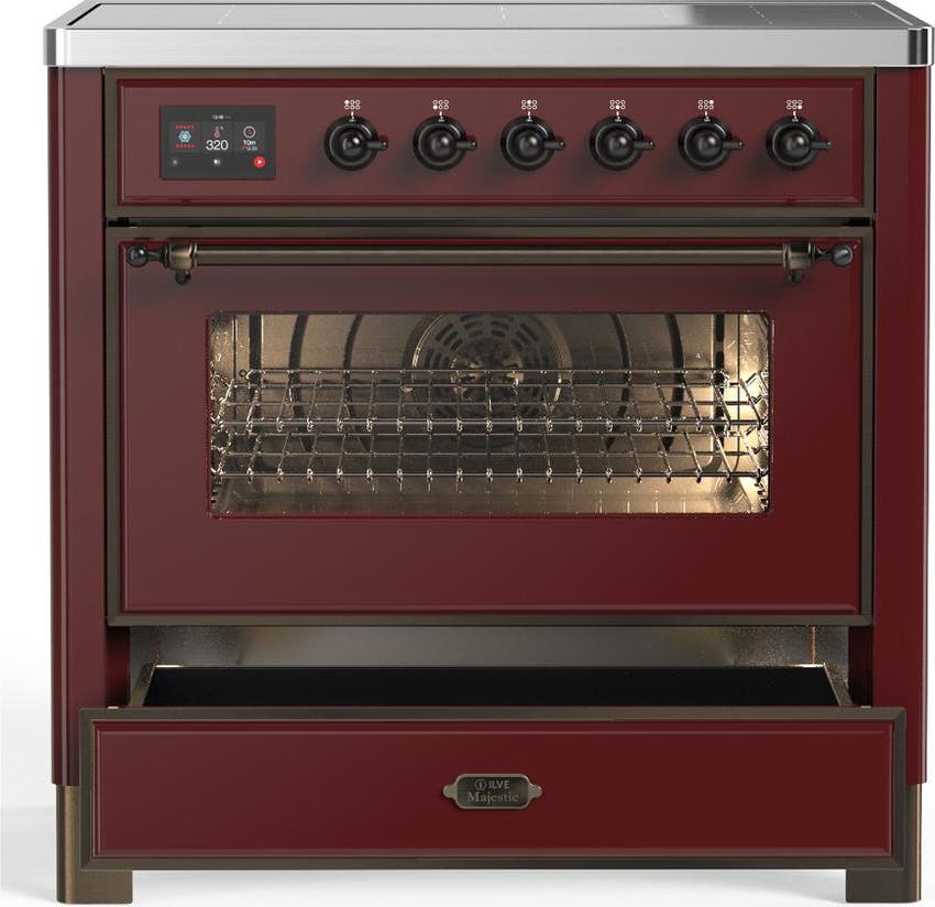 Ilve UMIB36NR3BUB Burgundy With Burnished Trim