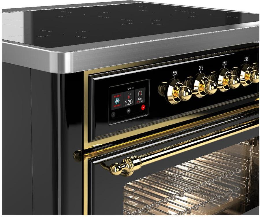 Ilve UMIB36NR3BKG Glossy Black With Brass Trim