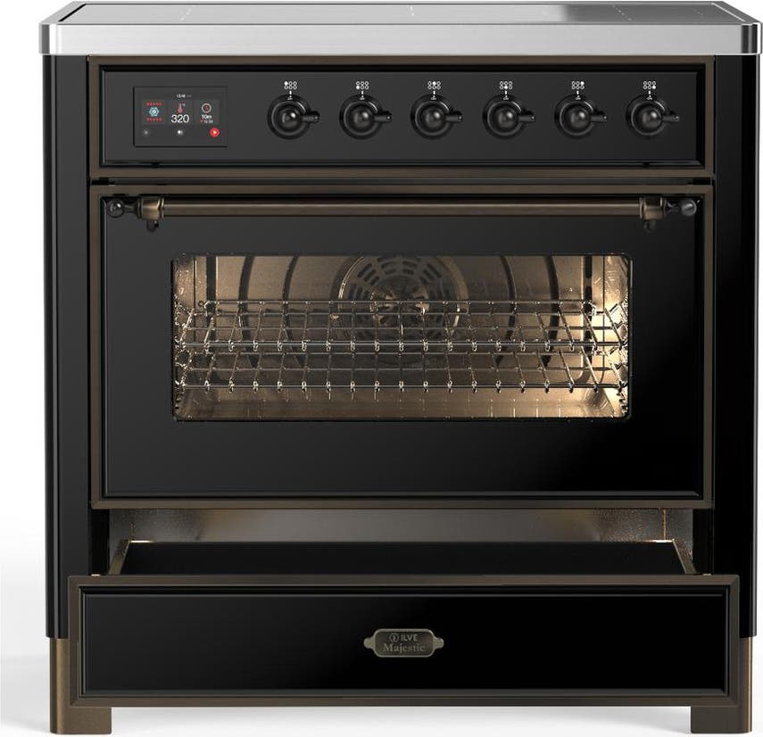 Ilve UMIB36NR3BKB Glossy Black With Burnished Trim