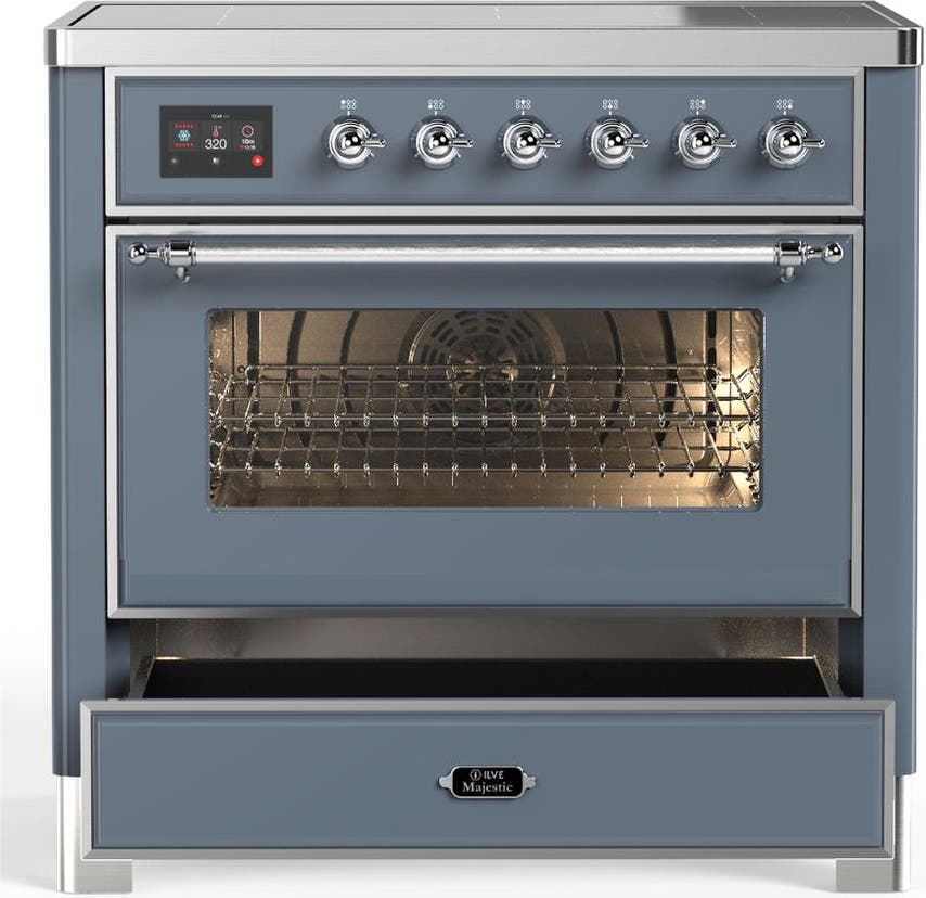 Ilve UMIB36NR3BGC Blue Grey With Chrome Trim