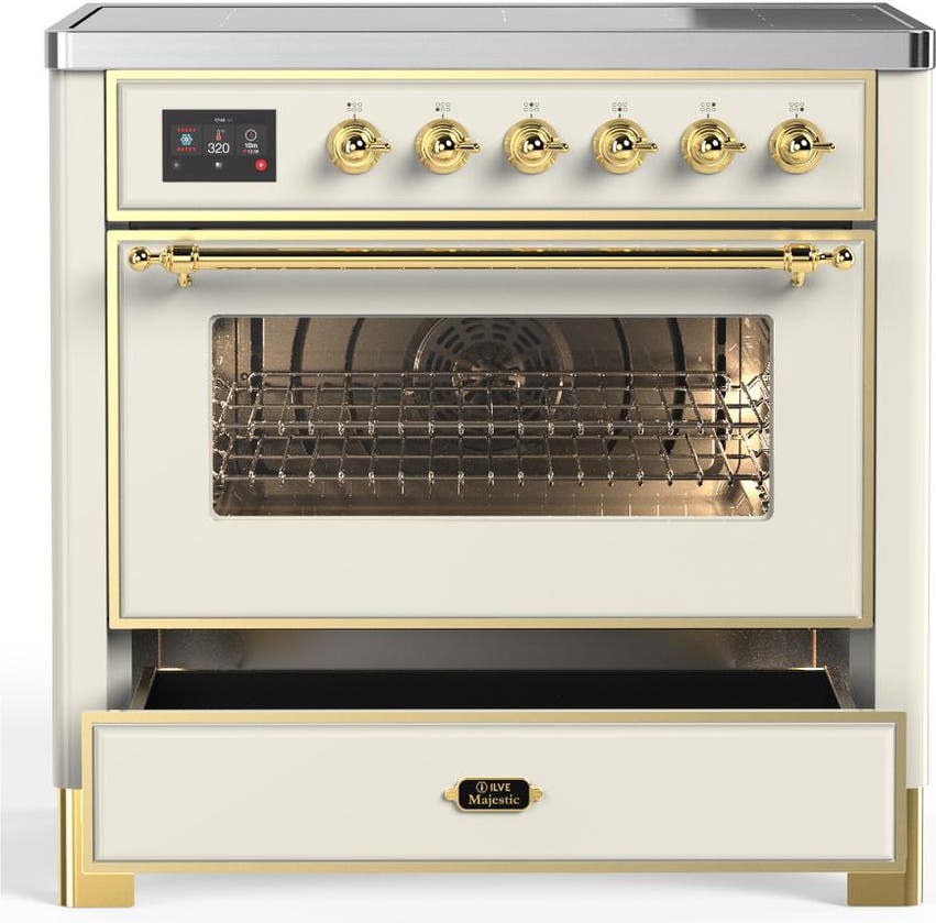 Ilve UMIB36NR3AWG Antique White With Brass Trim