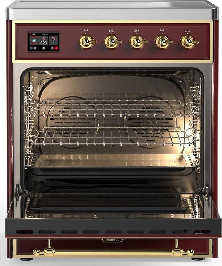 Ilve UMIB30QNR3BUG Burgundy With Brass Trim