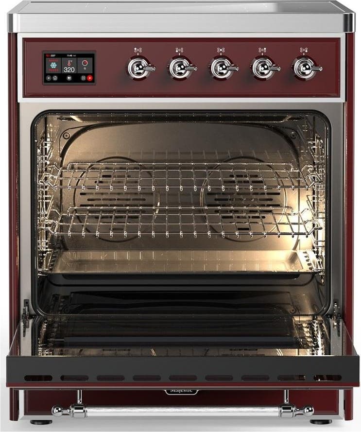 Ilve UMIB30QNR3BUC Burgundy With Chrome Trim