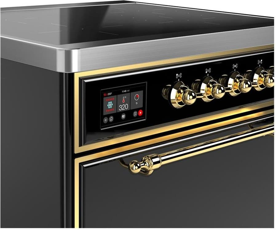 Ilve UMIB30QNR3BKG Glossy Black With Brass Trim