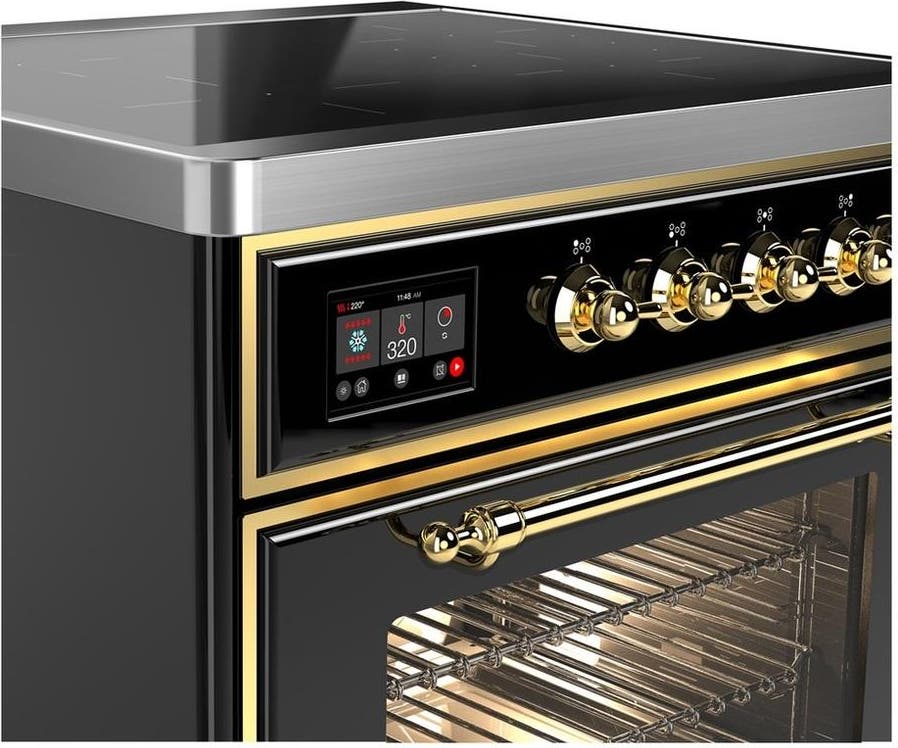 Ilve UMIB30NR3BKG Glossy Black With Brass Trim
