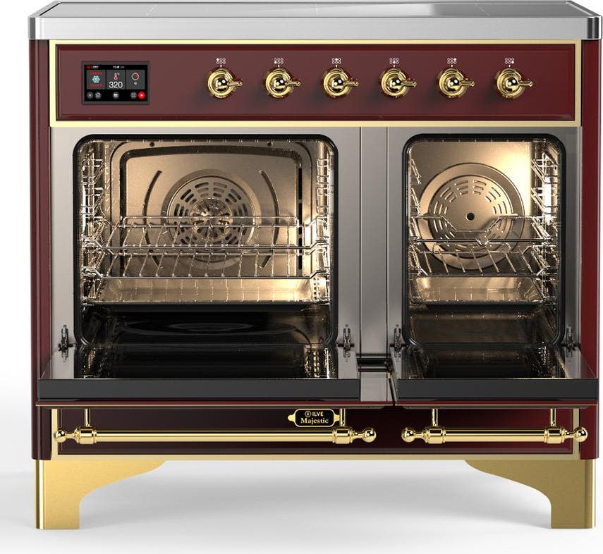 Ilve UMDIB40QNR3BUG Burgundy With Brass Trim