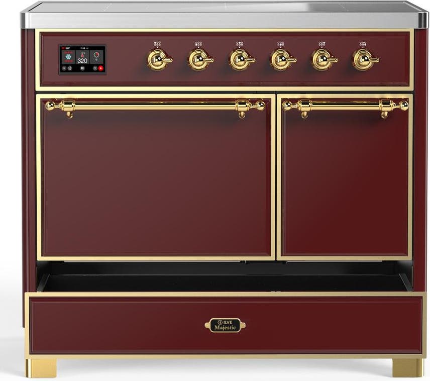 Ilve UMDIB40QNR3BUG Burgundy With Brass Trim