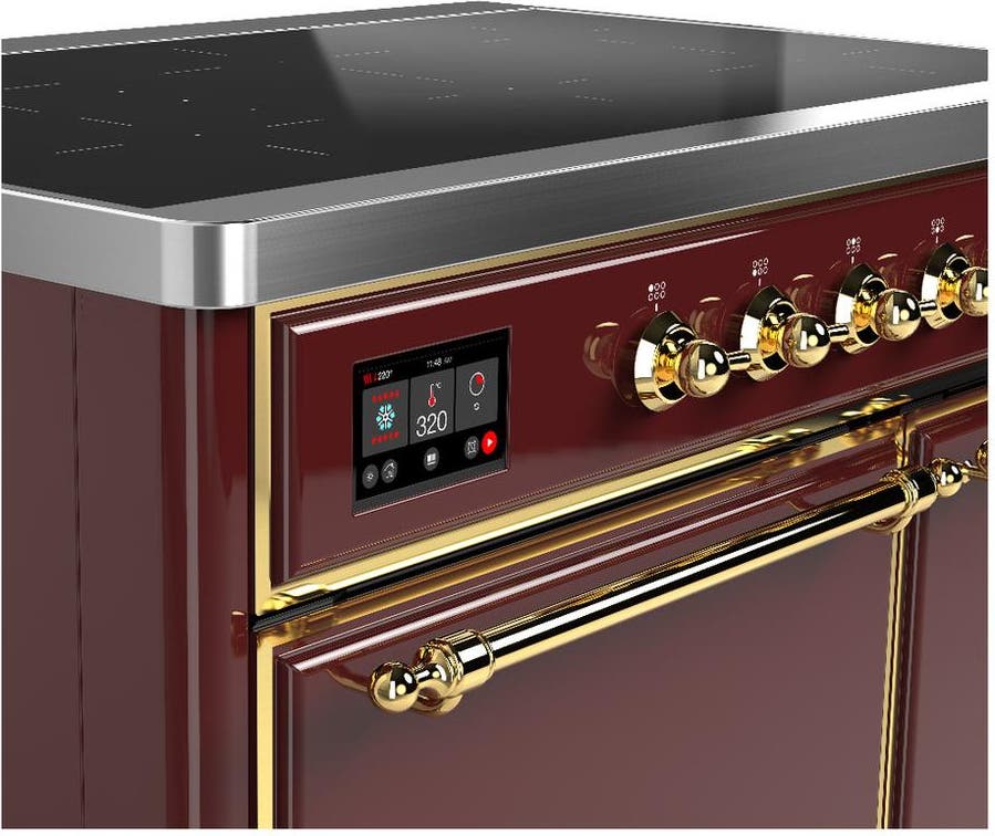 Ilve UMDIB40QNR3BUG Burgundy With Brass Trim