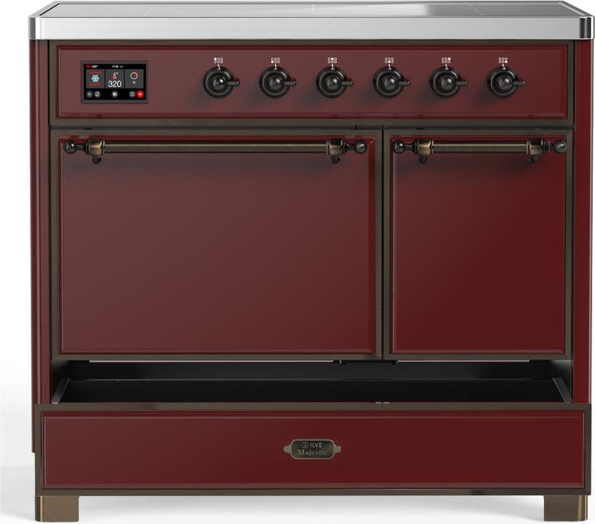 Ilve UMDIB40QNR3BUB Burgundy With Burnished Trim