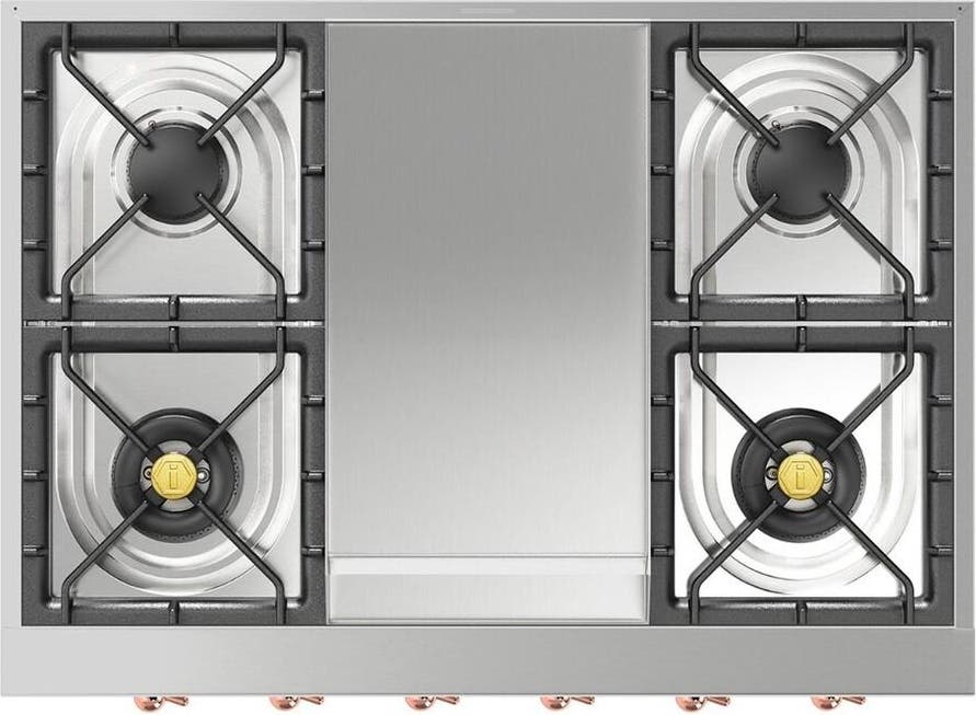 Ilve UHCP36FNSSPLP Stainless Steel With Copper Trim, Liquid Propane