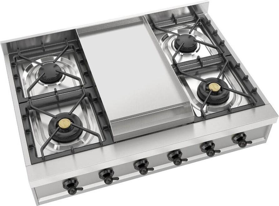 Ilve UHCP36FNSSB Stainless Steel With Burnished Trim, Natural Gas