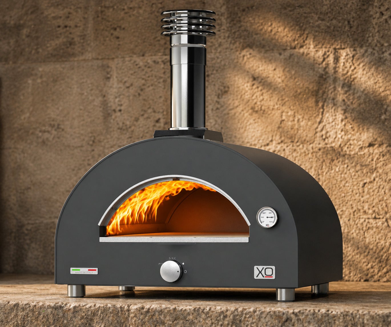 XO XOPIZZA1HCAL 24 Inch Hybrid Wood/Gas Pizza Oven: Liquid Propane