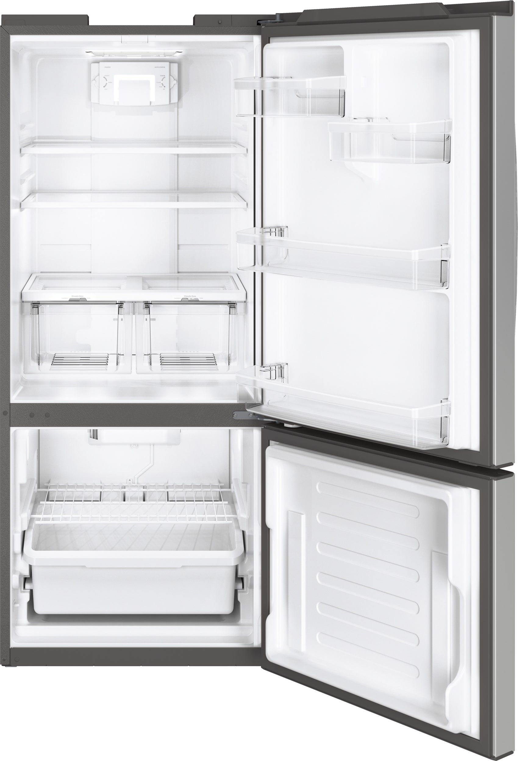 GE GBE21DYKFS 30 Inch Bottom Freezer Refrigerator Fingerprint