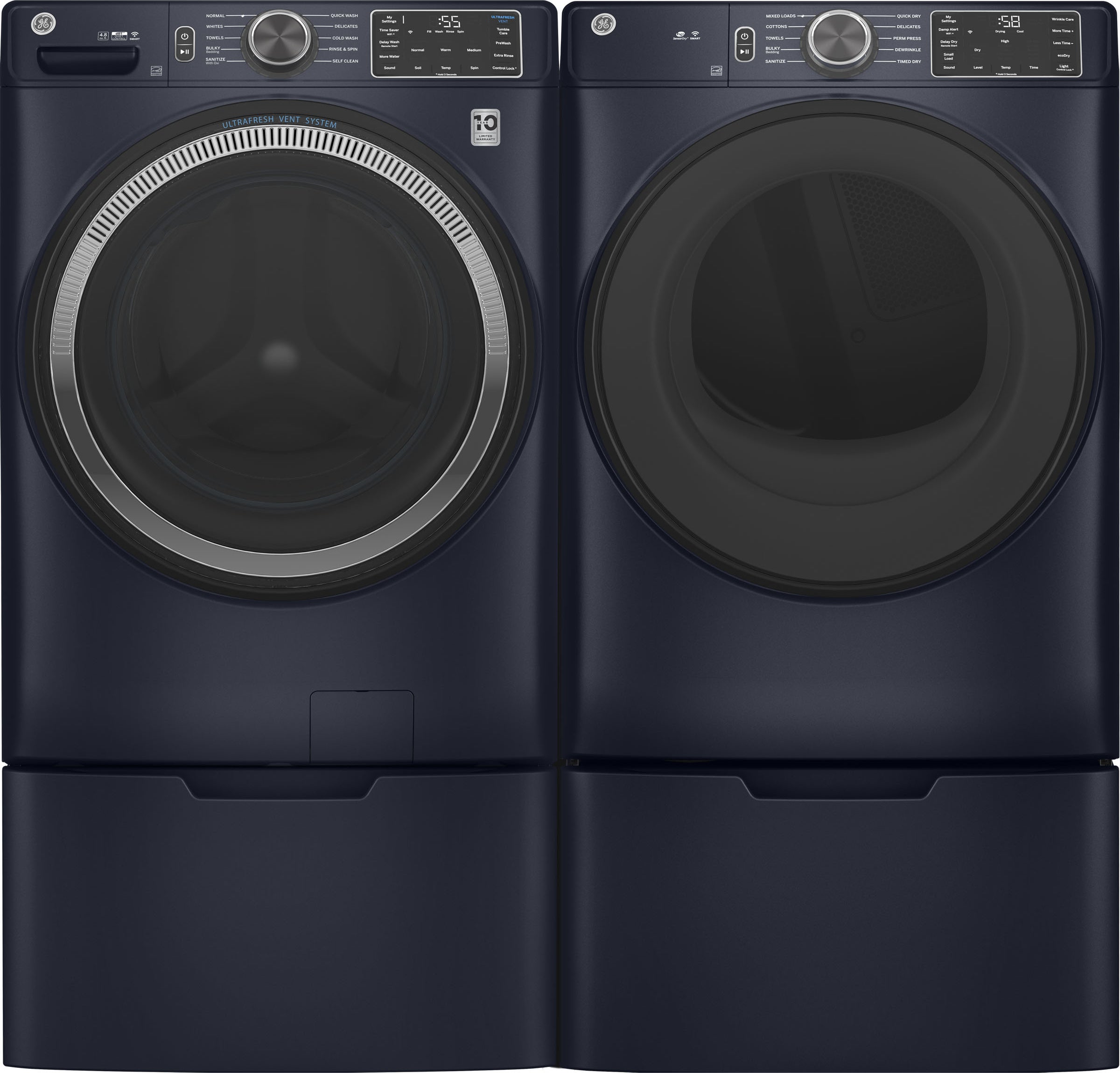 GE GFD55ESPRRS 28 Inch Electric Smart Dryer Sapphire Blue