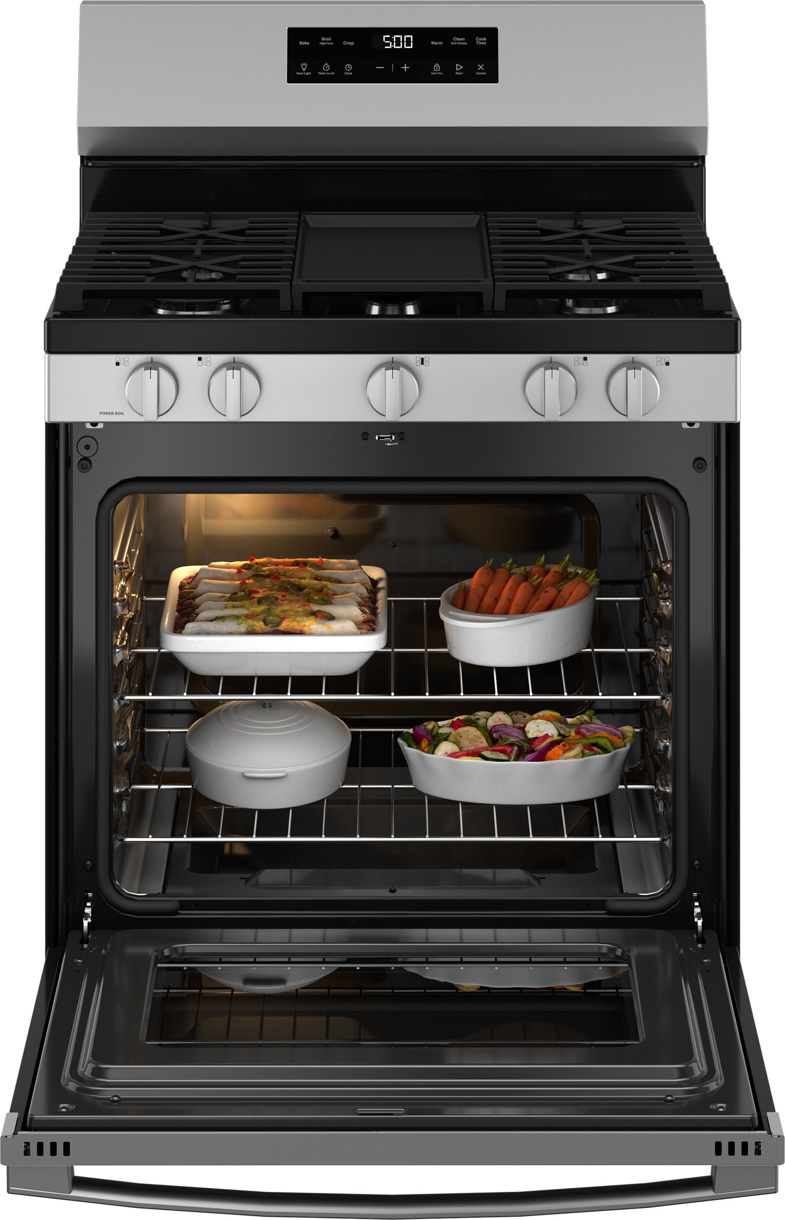 GE GGF500PVSS 30 Inch Free Standing Gas Range 5 Burners Self Clean