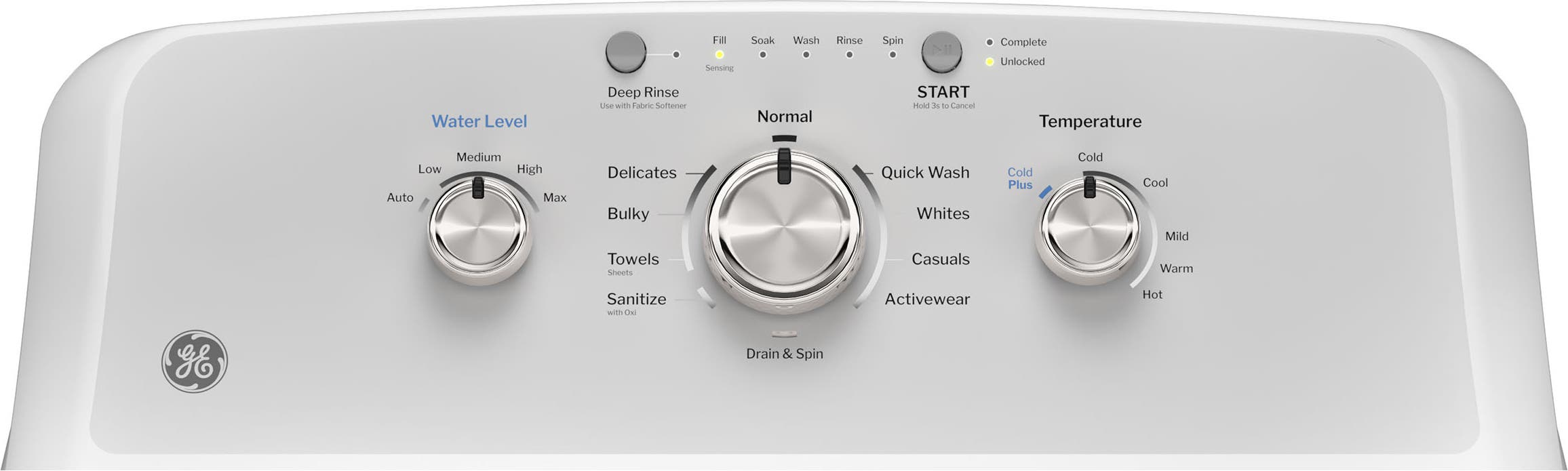 GE GTW385ASWWS White On Silver