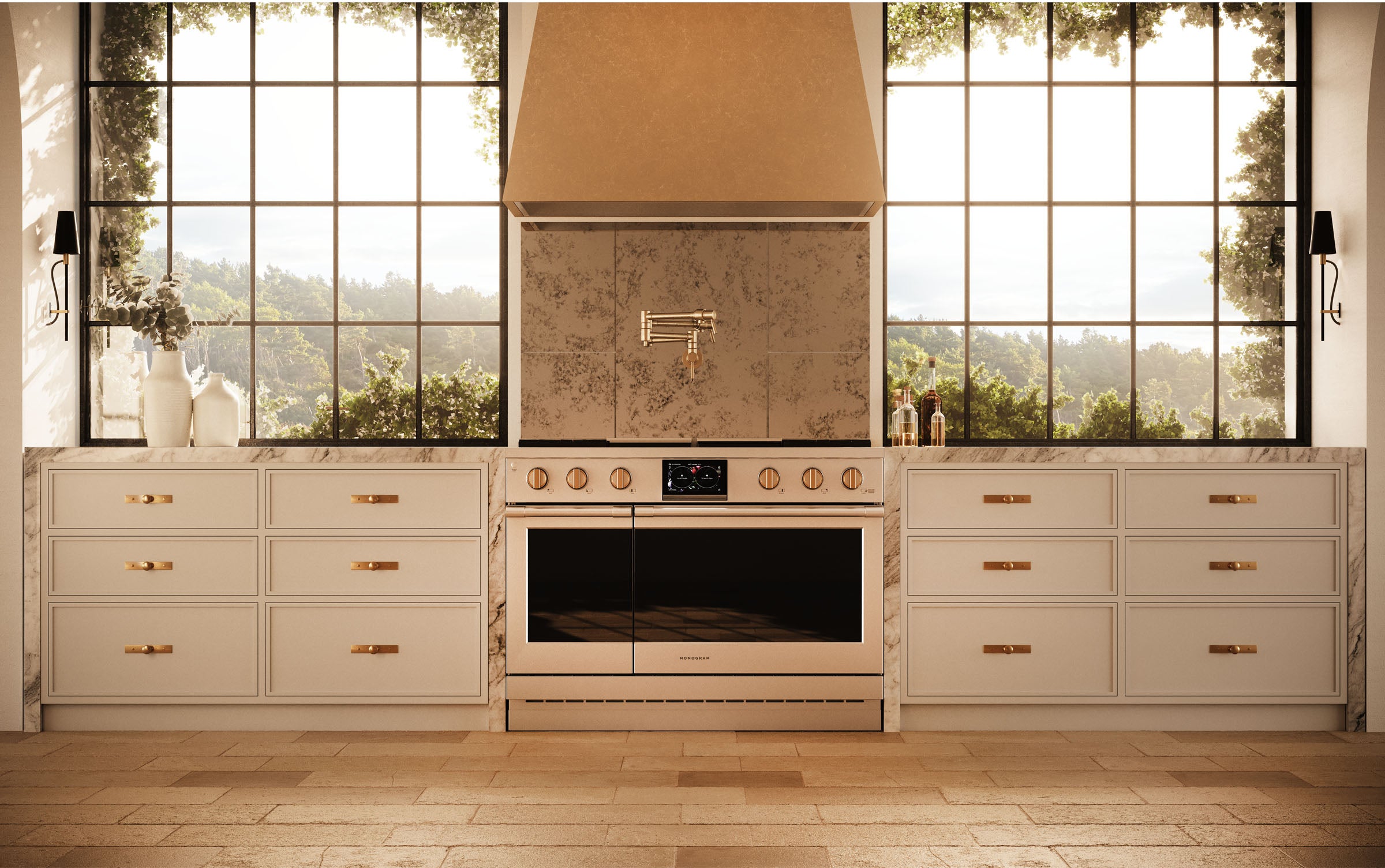 Monogram ZVC48DTB1 Designer Collection 48 Inch Custom Hood: Brass