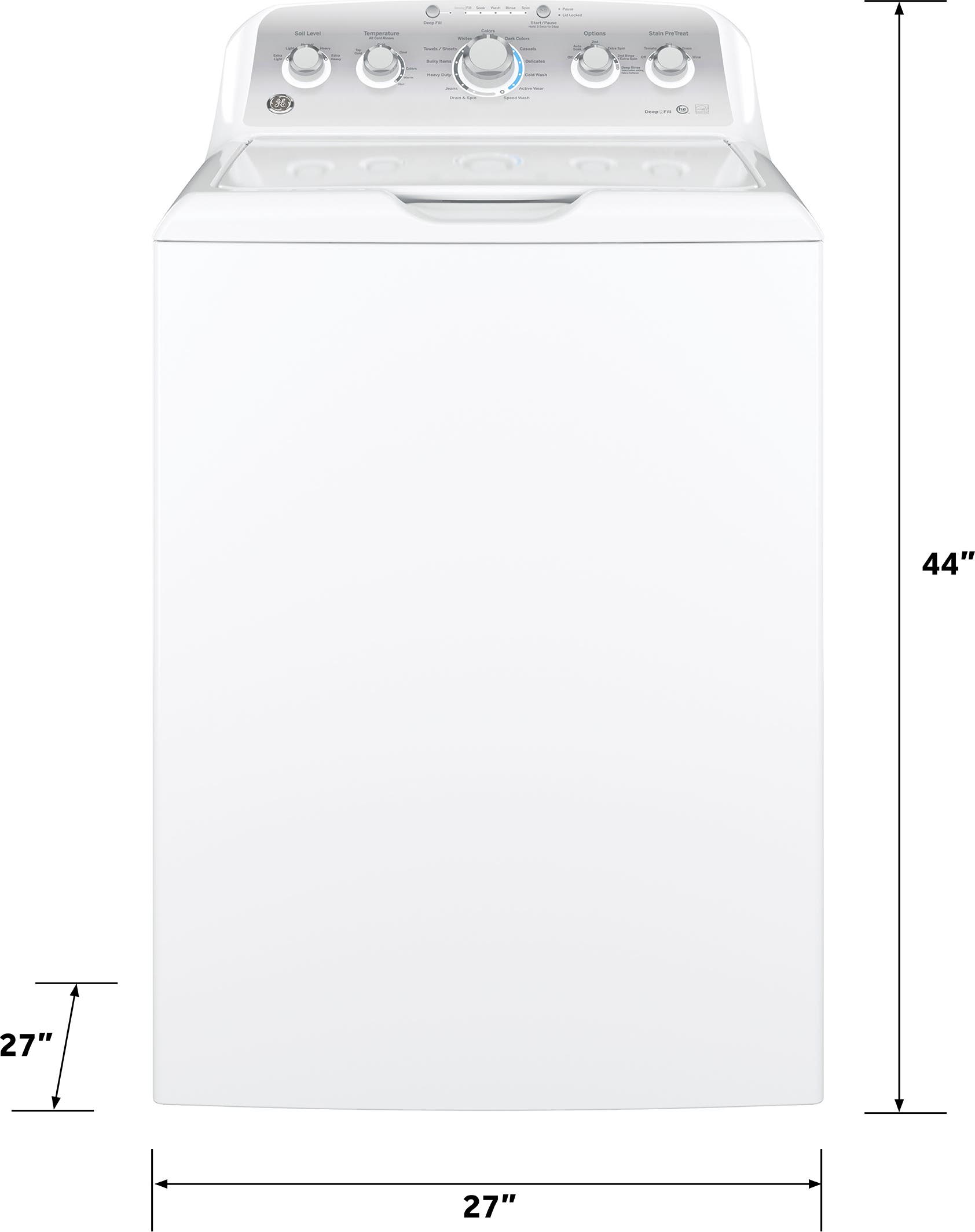 GE GTW490ACJWS White with Silver Backsplash