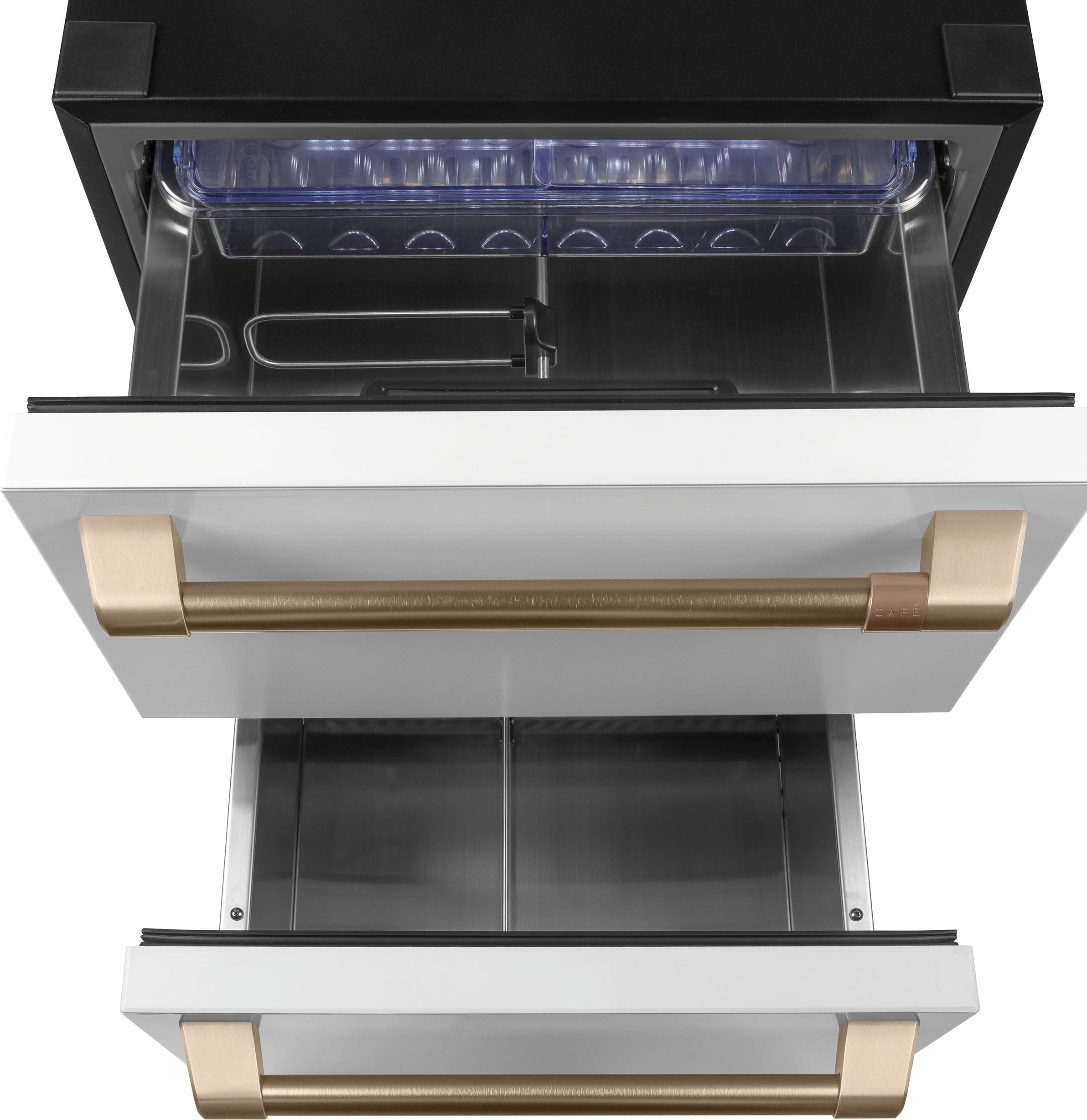 Cafe CDE06RP4NW2 Matte White/Brushed Bronze Handles