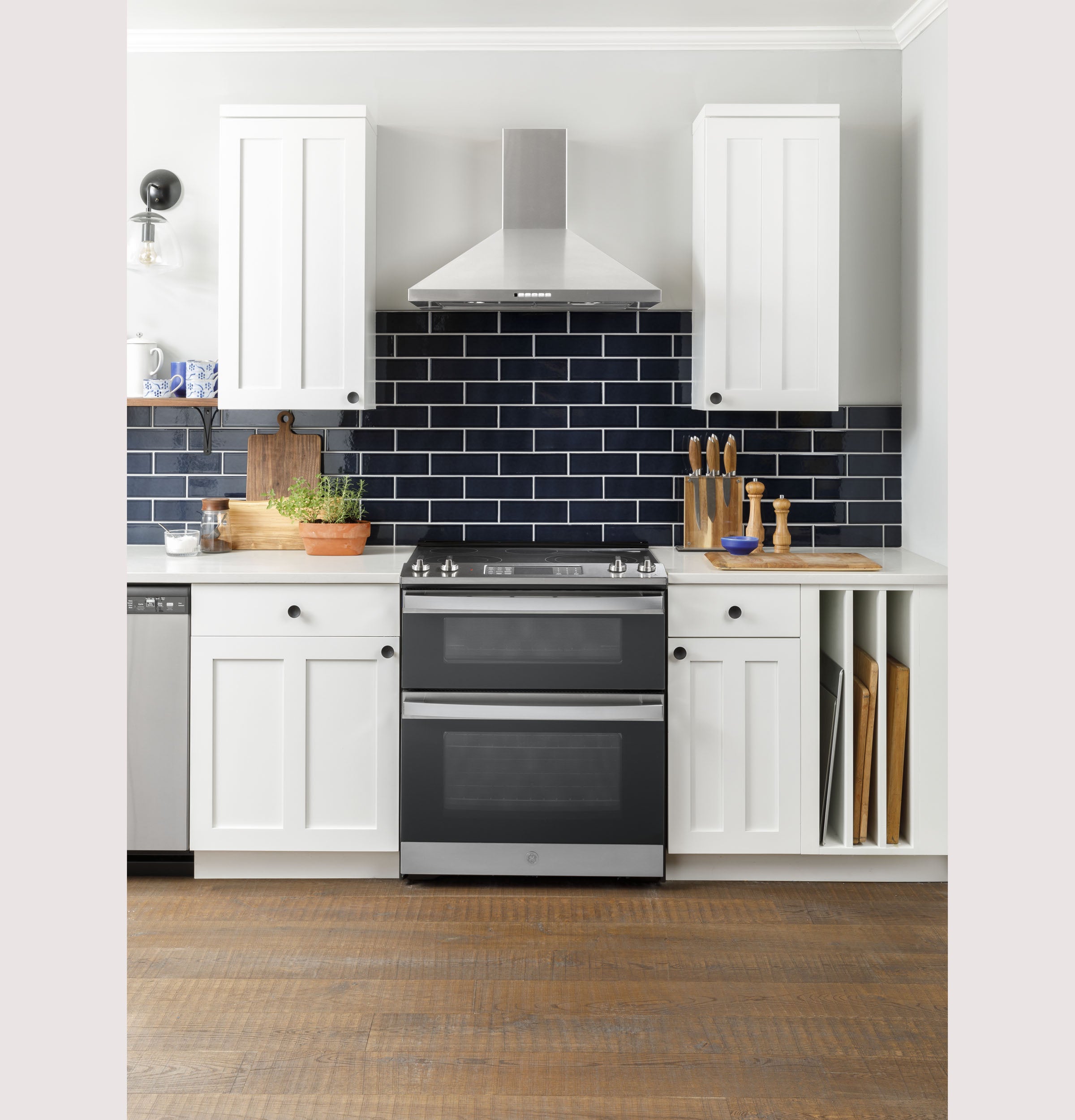 GE Slide-In Electric Convection Double Oven Range