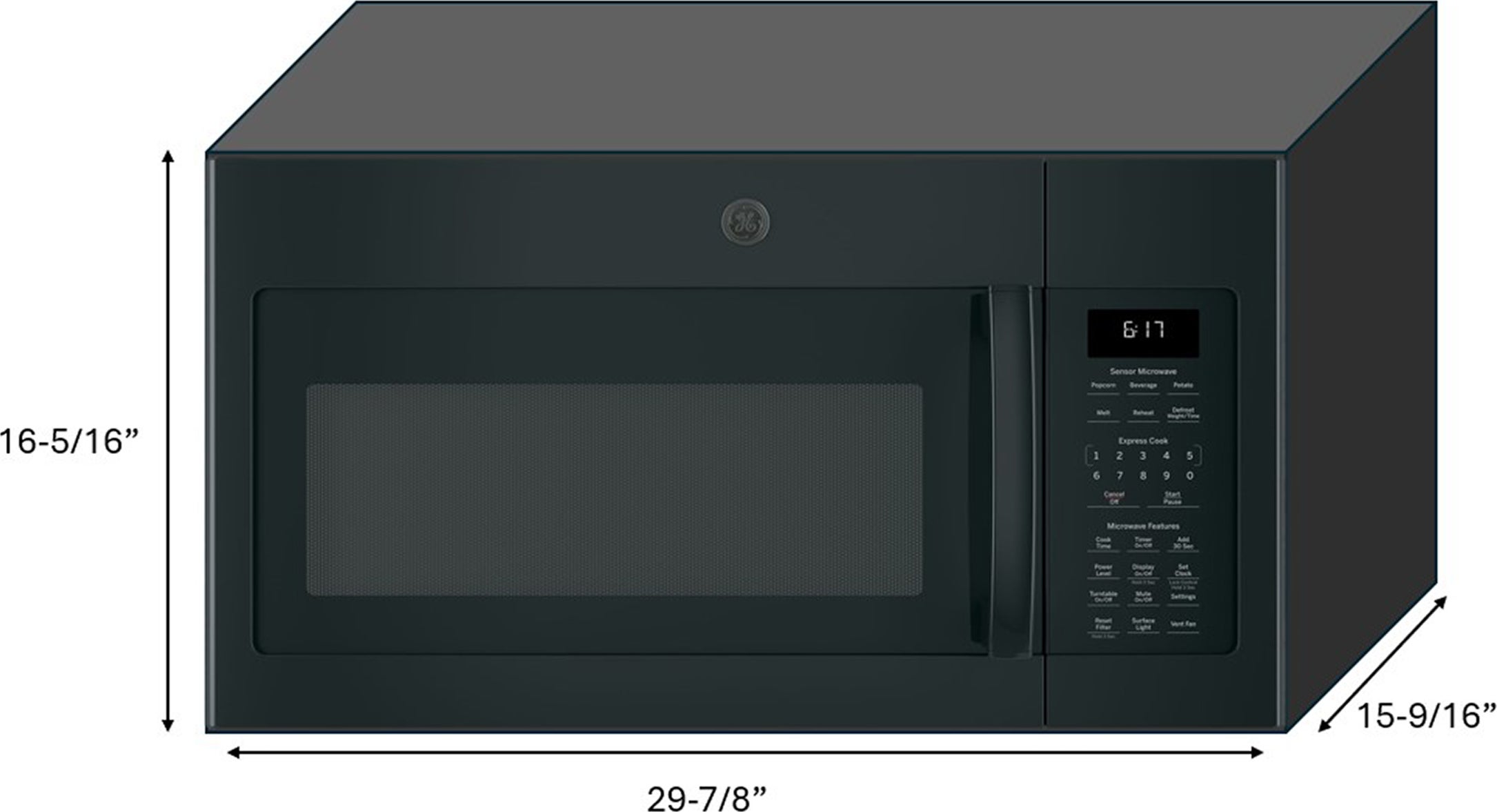 GE JVM6175DKBB 30 Inch 1.7 cu. ft. Over-the-Range Microwave Black