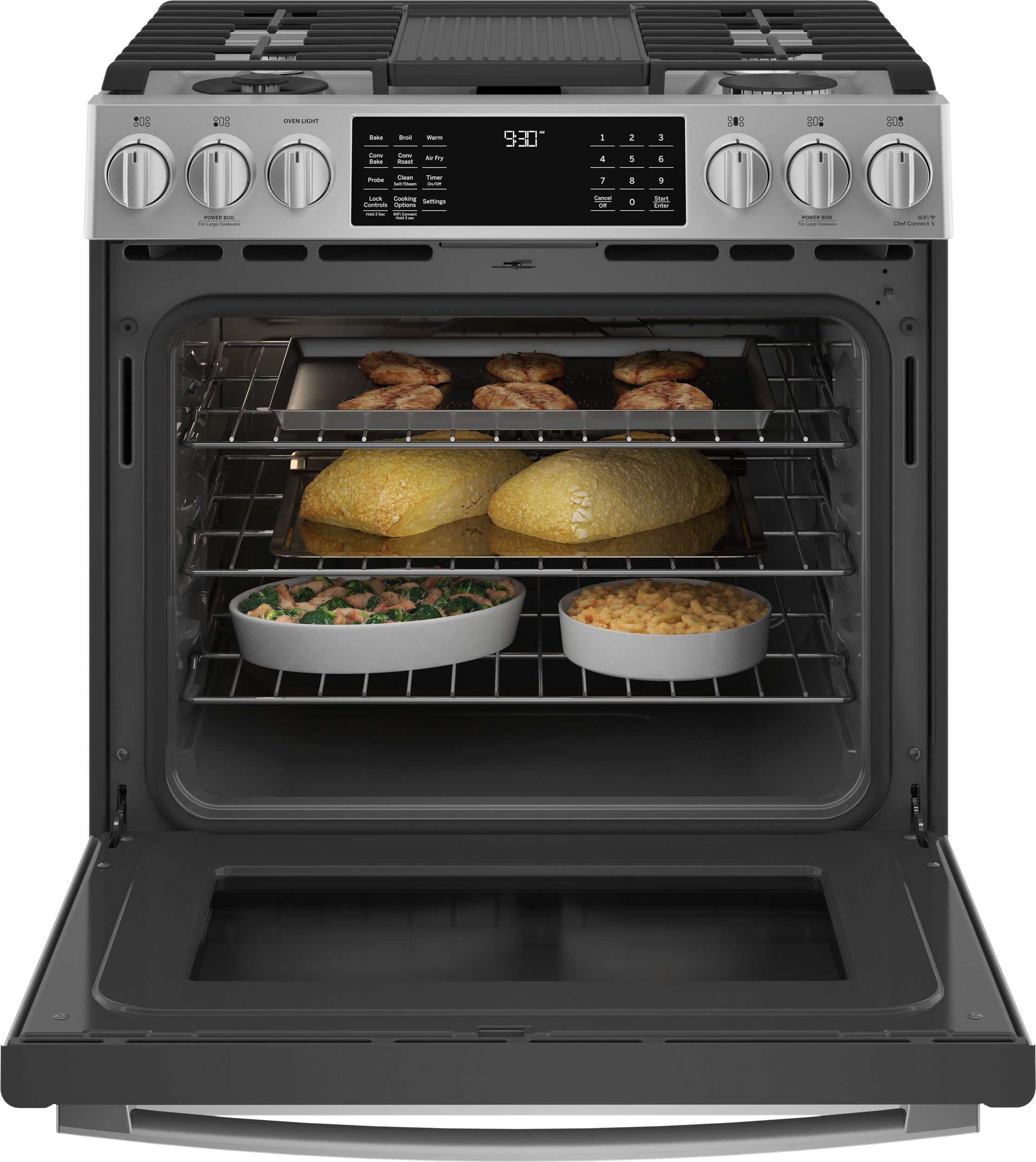 GE P2S930YPFS 30 Inch Dual Fuel Smart Range Fingerprint Resistant