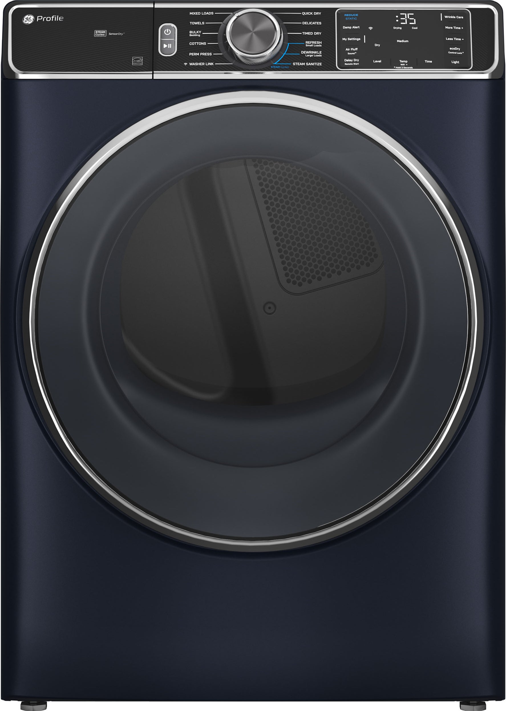 GE PFD87ESPVRS 28 Inch Smart Front Load Electric Dryer Sapphire