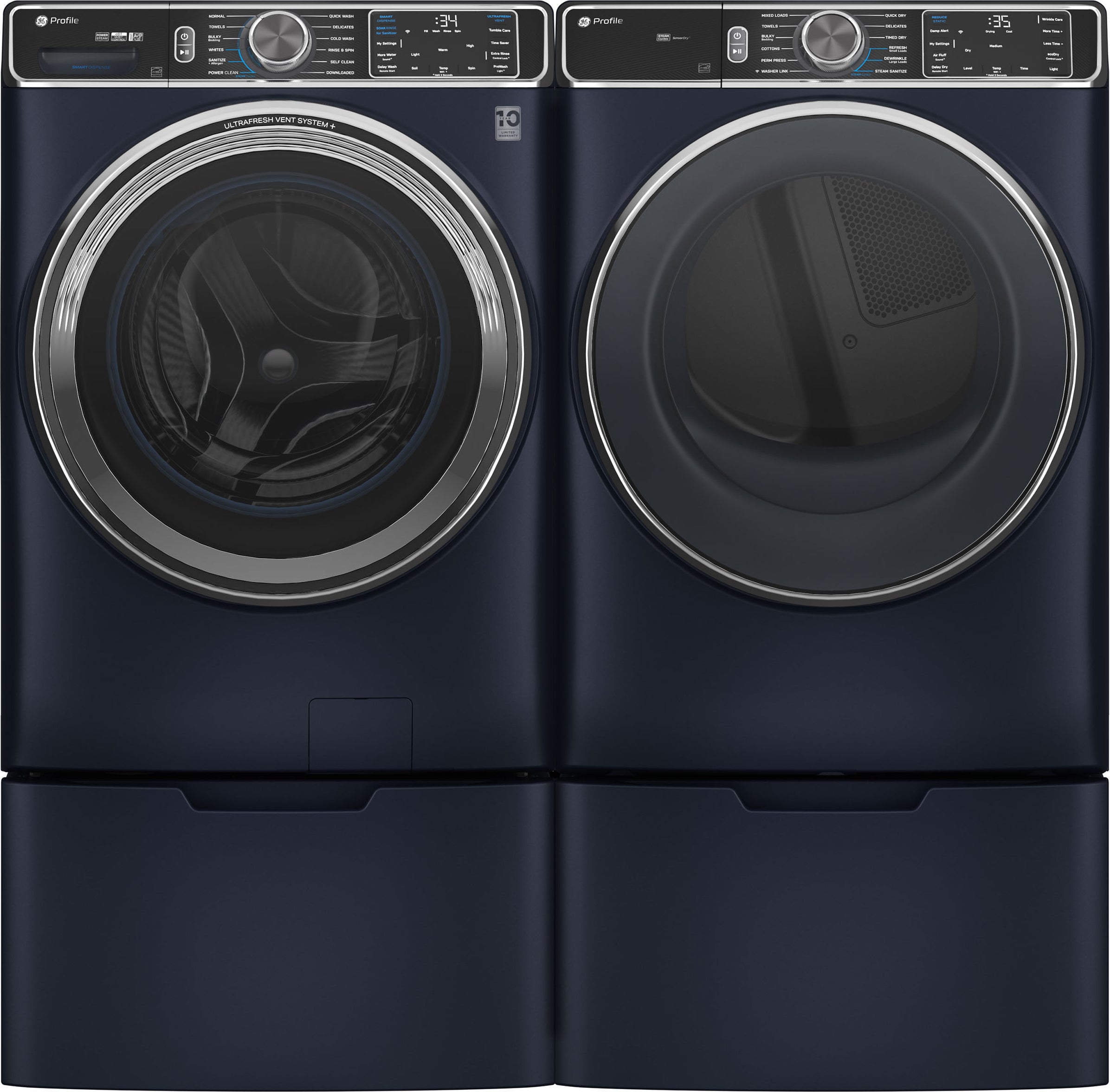 GE PFD87ESPVRS 28 Inch Smart Front Load Electric Dryer Sapphire