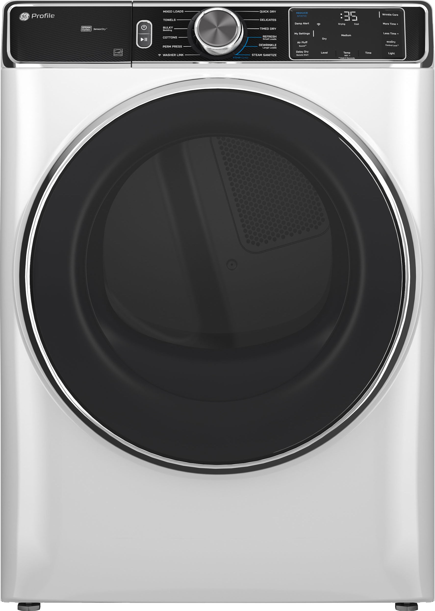 GE PFD87ESSVWW 28 Inch Smart Front Load Electric Dryer White